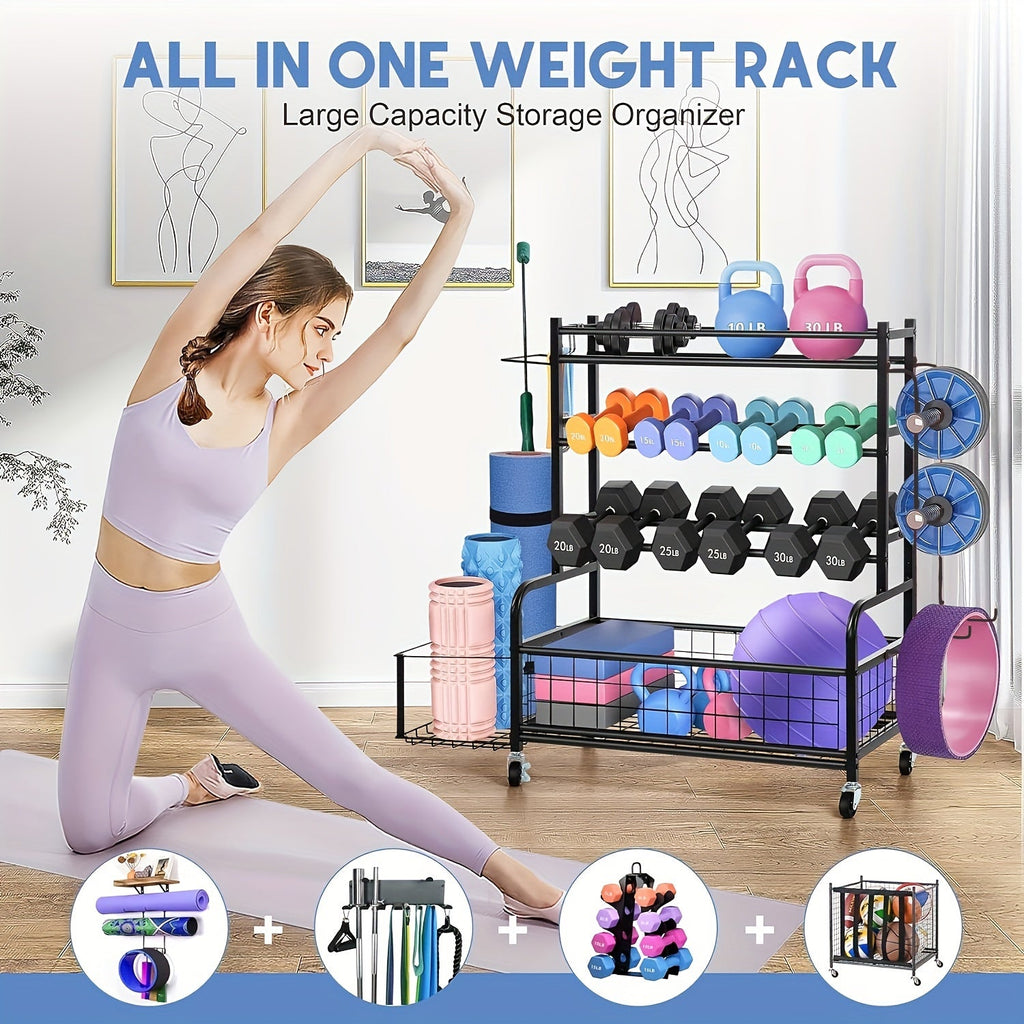 Double-Layer Iron Storage Rack for Sports Equipment
