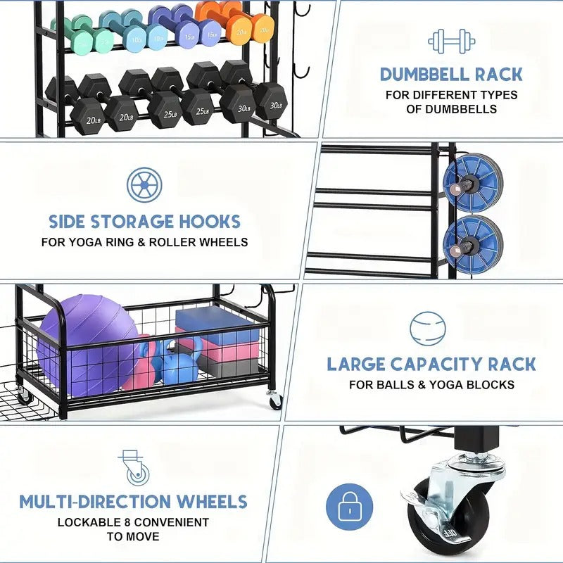 Double-Layer Iron Storage Rack for Sports Equipment